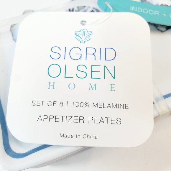 SIGRID OLSEN Set of 8 Appetizer Plates 6" Square Melamine Oyster Aw Shucks - Picture 9 of 10